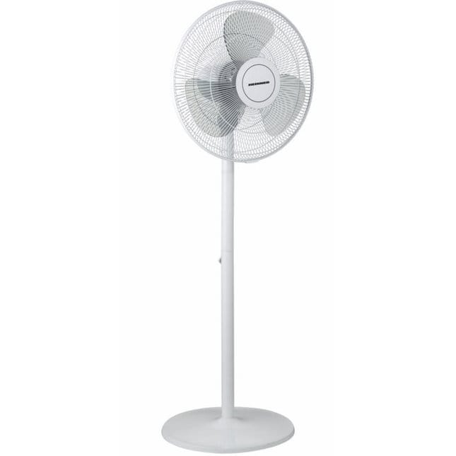 Ventilator cu picior reglabil Heinner HSF-M50WH, funcție oscilare 75°, ideal pentru confort personalizat în birouri și locuințe.