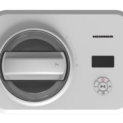 Aparat de inghetata Heinner GLACE HICM-150WHYG cu compresor incorporat, privire de sus