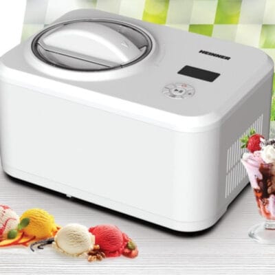 Aparat de inghetata Heinner GLACE HICM-150WHYG cu compresor incorporat pe blat