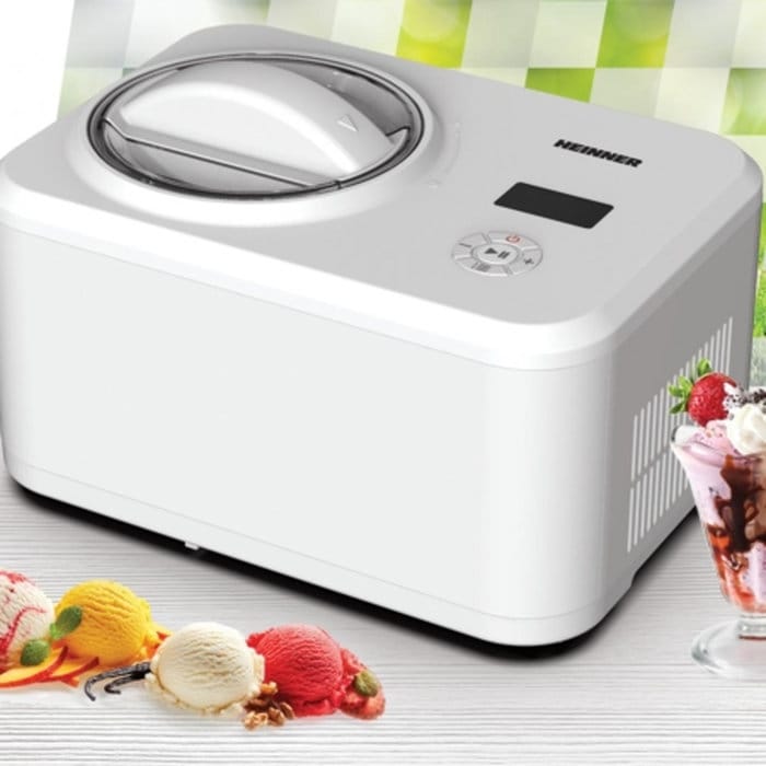 Aparat de inghetata Heinner GLACE HICM-150WHYG cu compresor incorporat pe blat