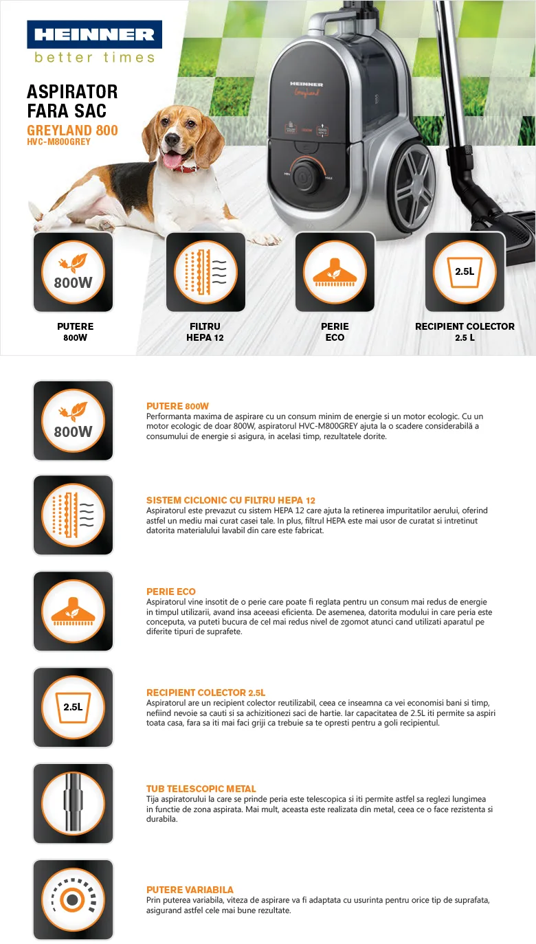 Heinner HVC-M800GREY în utilizare – compact și ușor de manevrat