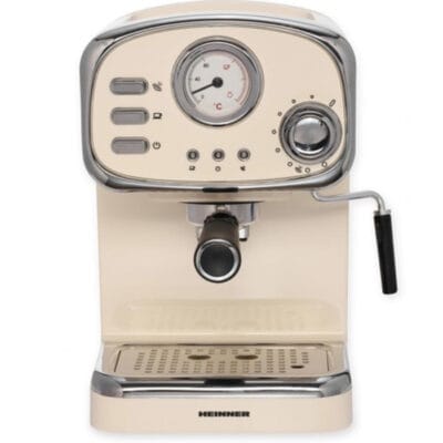 Espresor Heinner HEM-1100CR alb, cu butoane pentru espresso și cappuccino, termometru integrat