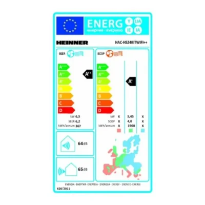 Etichetă energetica aer conditionat Heinner HAC-HS240KIT++, 24000 BTU