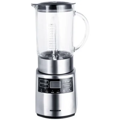 Blender de masă Heinner HBL-1000XMC, putere 1000W, bol de sticlă 1.5L, display LCD și 5 viteze cu funcție Pulse, design inox modern