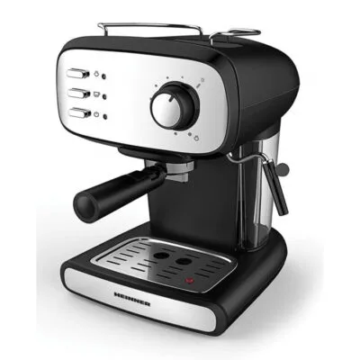 Espressor manual Heinner HEM-1100BKX, 850W, presiune 15 bar, rezervor detașabil de 1.2 litri, filtru dublu din inox pentru două cești