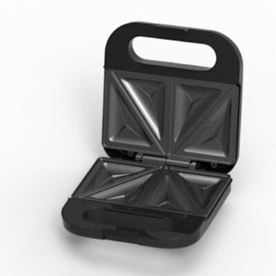 Sandwich maker Heinner SM-K750FSBK, negru, putere 750W, capacitate pentru 2 sandwich-uri, plăci fixe antiaderente, indicator luminos ON și gata de folosire