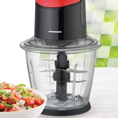 Tocator de legume Heinner HMC-K500BKR cu bol din sticlă și angrenaj metalic