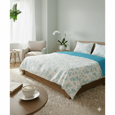 Lenjerie de pat dublă din bumbac 100%, densitate 132TC – set complet 4 piese