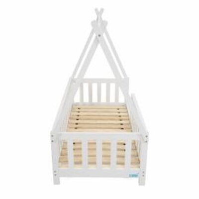 Vedere laterala U-Grow pat-căsuță din lemn alb