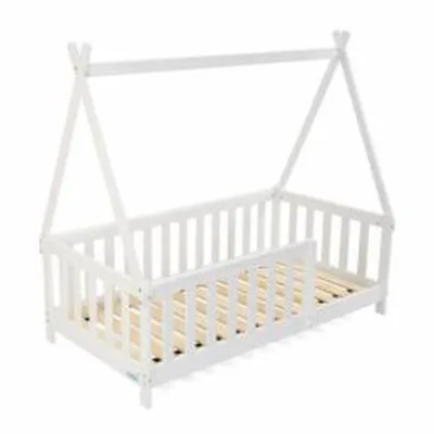 Pat-căsuță U-Grow alb pentru copii, design Montessori