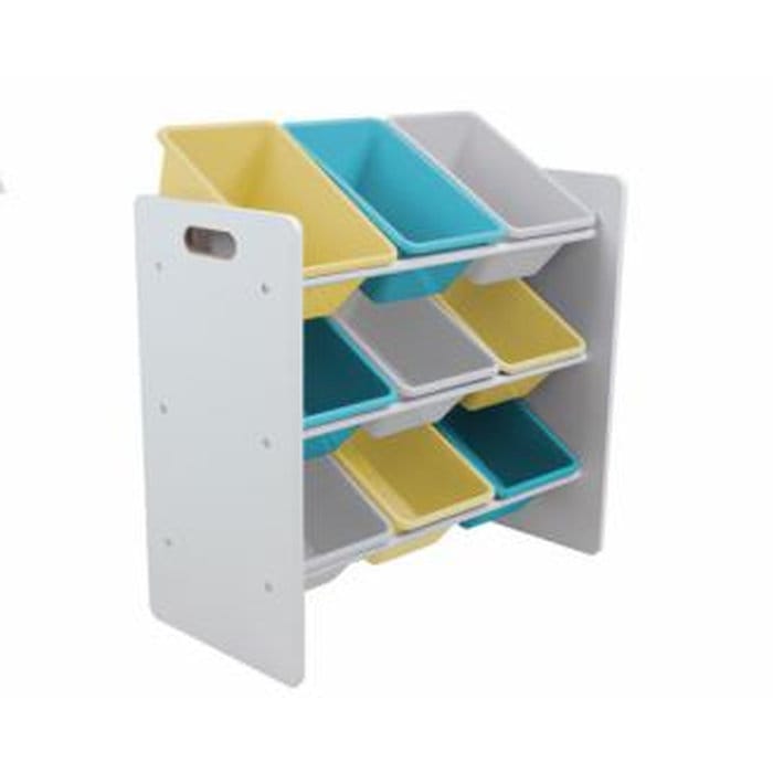 Raft depozitare jucării U-Grow cu 9 coșuri colorate