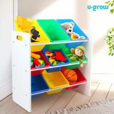 Mobilier copii colorat U-Grow cu 9 coșuri pentru jucării
