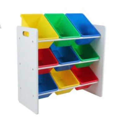 Raft depozitare jucării U-Grow cu 9 coșuri colorate