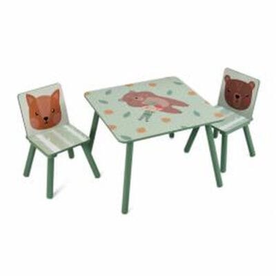 Set birou și 2 scaune U-Grow Green Forest pentru copii