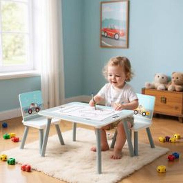 Set mobilier copii U-Grow Cars cu scaune și masă tematică