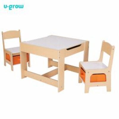 Set măsuță și 2 scaune U-Grow lemn natur pentru copii