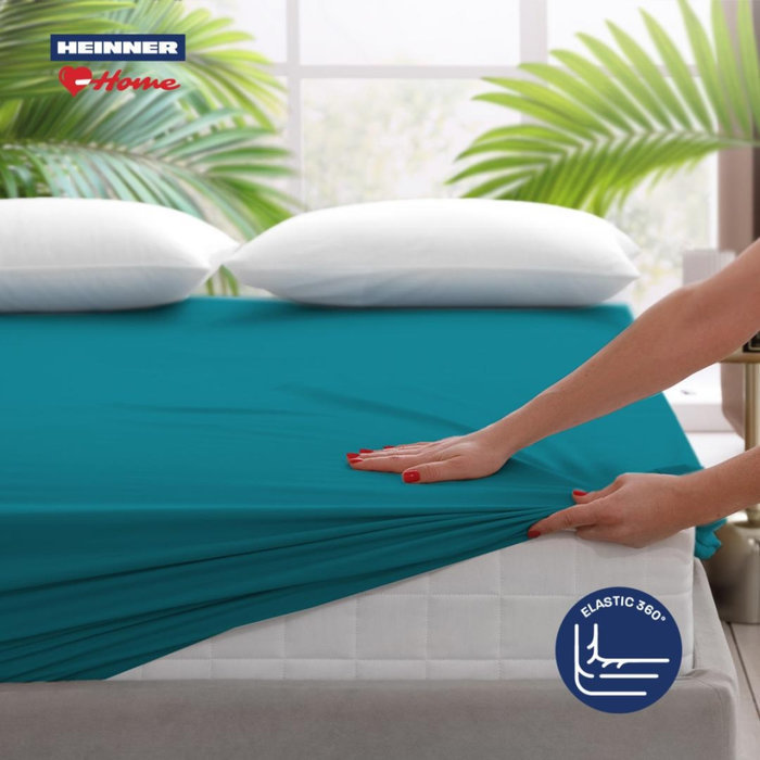 Cearceaf cu elastic TRQ – fixare perfectă pe saltea, culoare turcoaz