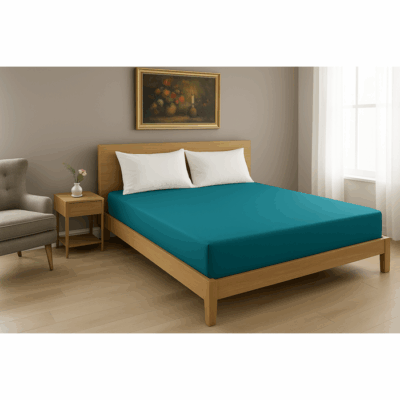 Cearceaf de pat cu elastic TRQ 90x200 cm – 100% bumbac, 144TC