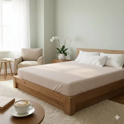 Cearceaf de pat cu elastic 180x200 cm CREM