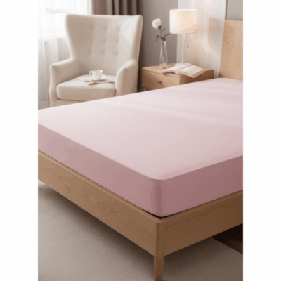 Cearceaf de pat roz 90x200 cm cu elastic