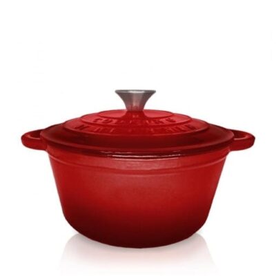 Cratiță din fontă emailată Heinner Red Line 2.9L, cu capac roșu degrade