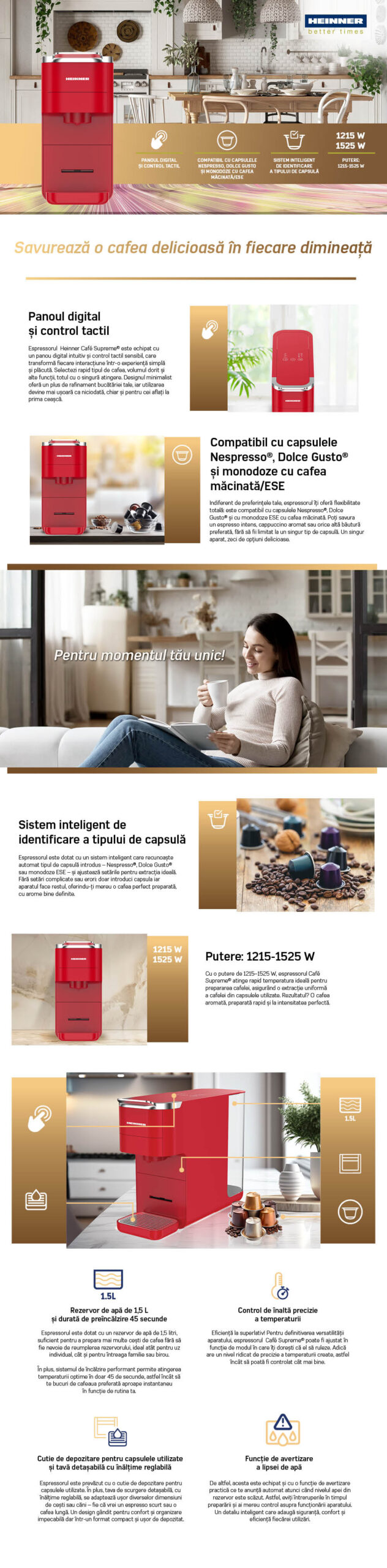 Espressor HEINNER Café Supreme HEMC-DD15RED- imagine principala