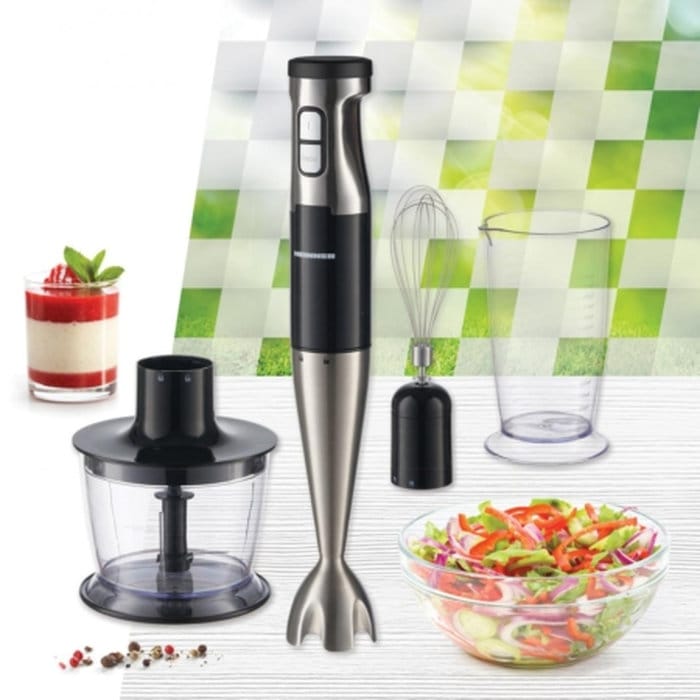 Blender de mână Heinner HB-1000XBK cu accesorii inox – tocător, tel, cană mixat – putere 1000W-imagine principala