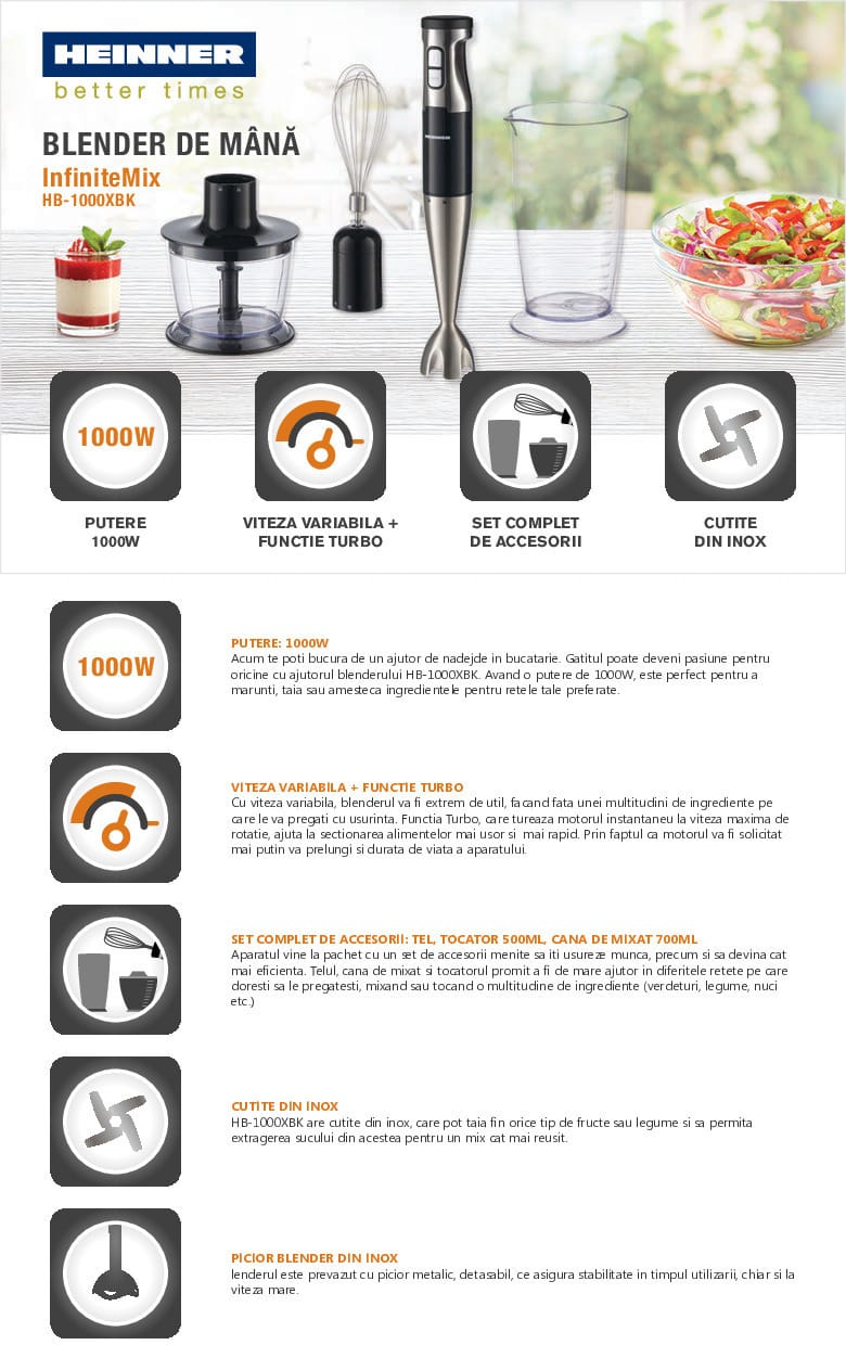 Blender Heinner HB-1000XBK, 1000w, poza principala