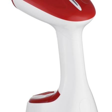 Aparat de călcat vertical Heinner HGS-1400RD, 1470W, talpă inox, abur continuu, design compact pliabil, alb cu rosu