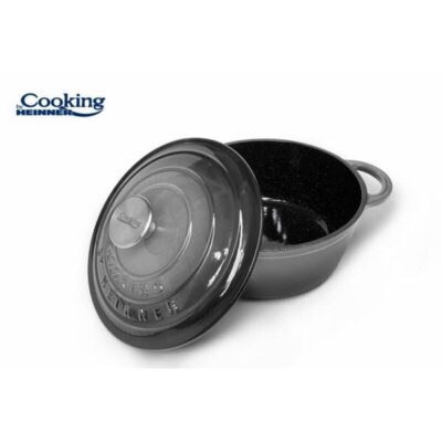 Oală din fontă ovală emailată Heinner Marble Grey, 6L, interior