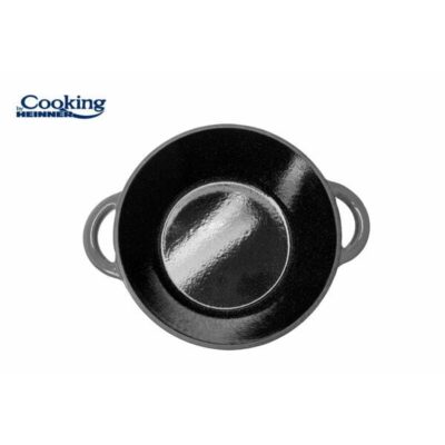 Vedere de sus fara capac oală din fontă ovală emailată Heinner Marble Grey, 6L