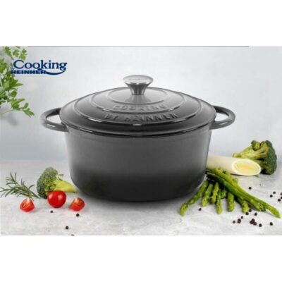 Semioala fonta emailata Heinner din fonta rotunda Marble Gray