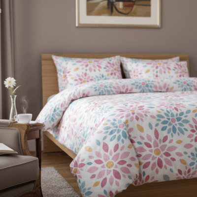 Set lenjerie pat Joy din bumbac natural – cearceaf 180×200+28 cm