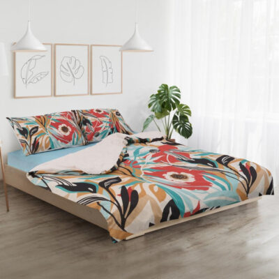 Lenjerie de pat dublă din bumbac 100%, densitate 132TC – set complet 4 piese
