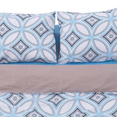 Set lenjerie de pat dublă din bumbac natural – fețe de pernă și cearceaf pilotă