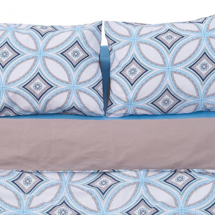 Set lenjerie de pat dublă din bumbac natural – fețe de pernă și cearceaf pilotă