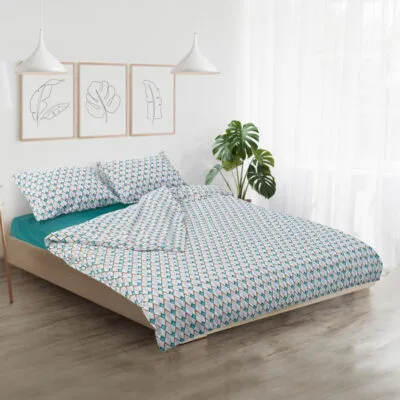 Lenjerie de pat dublă din bumbac 100%, densitate 132TC – set complet 4 piese