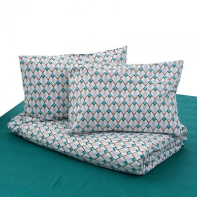 Set lenjerie pat dublă din bumbac natural – fețe de pernă și cearceaf pilotă