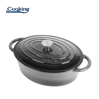 Semioală din fontă ovală emailată Heinner Marble Grey, 6L-imagine-laterala