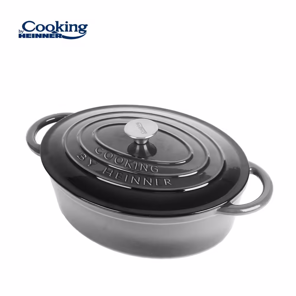 Semioală ovală emailată Heinner Marble Grey, 6L