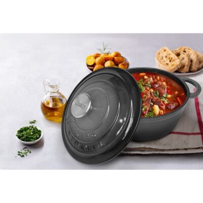 Semioală din fontă ovală emailată Heinner Marble Grey, 6L