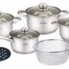 Set de gătit 10 piese Heinner Madeline din aluminiu turnat, cu capace din sticlă