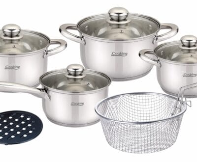 Set de gătit 8 piese Heinner Victoria din inox cu capace din sticlă termorezistentă