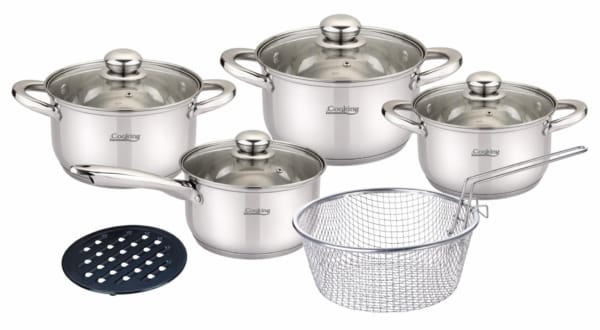 Set de gătit 10 piese Heinner Madeline din aluminiu turnat, cu capace din sticlă