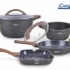 Set de gătit 6 piese Heinner Paris din aluminiu turnat, cu capace din sticlă