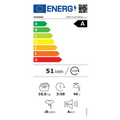 Eticheta energetica a masinii de spalat Heinner HWM-H1014INVA