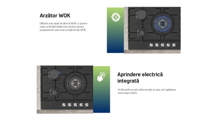 Arzătoare cu aprindere electrică – plită incorporabilă Heinner HBH-M705IWFGBK