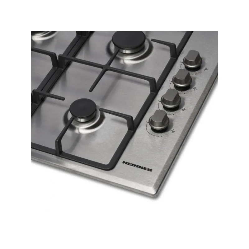 Detaliu butoane plita pe gaz Heinner HBH-V4IWFSCIX cu 4 arzătoare, inox