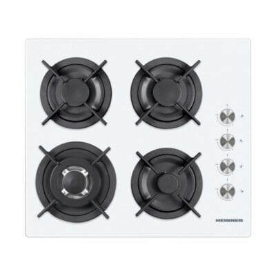 Plită pe gaz Heinner HBH-V4IWF-GWH cu 4 arzătoare, sticlă albă