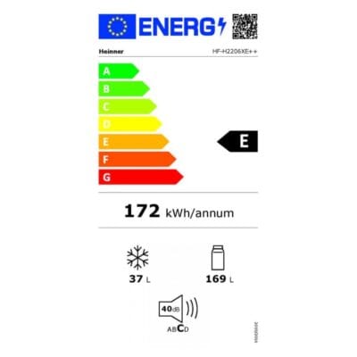 Etichetă energetică frigider cu 2 uși Heinner HF-H2206XE, 206 L